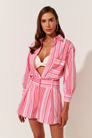 CAMISA GABRIELLE ESTAMPA LISTRA BICOLOR ROSA