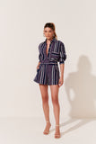 CAMISA GABRIELLE ESTAMPA LISTRA BICOLOR MARINHO