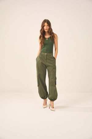 CALÇA SARJA MILITAR VERDE