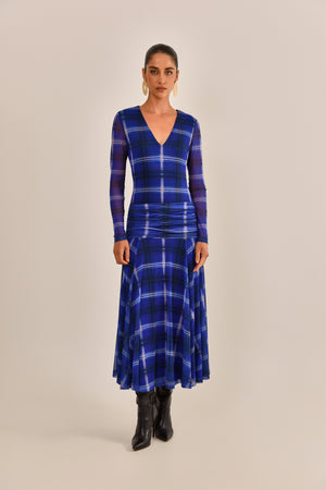 VESTIDO BABEL TULE ESTAMPA XADREZ