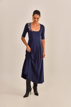 VESTIDO BRIGITE MALHA CREPONADA