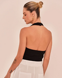 BLUSA PORTO EM RIBANA DE VISCOSE PRETO