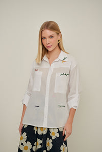 CAMISA PERLA ALGODÃO OFF WHITE BORDADO