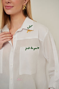 CAMISA PERLA ALGODÃO OFF WHITE BORDADO