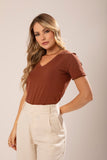 T-SHIRT GOLA V SOL CHOCOLATE  ALGODÃO EGÍPCIO