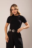 T-SHIRT GOLA REDONDA ANA PRETO ALGODÃO EGÍPCIO