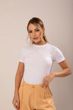 T-SHIRT GOLA REDONDA ANA BRANCA ALGODÃO EGÍPCIO