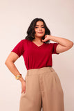 T-SHIRT GOLA V SOL  VERMELHA