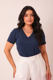 T-SHIRT GOLA V SOL AZUL MARINHO