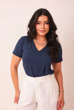 T-SHIRT GOLA V SOL AZUL MARINHO
