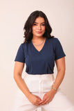 T-SHIRT GOLA V SOL AZUL MARINHO