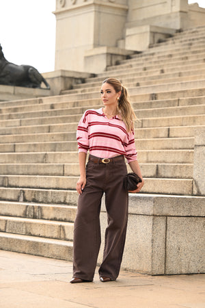 BLUSA TRICOT LISTRAS ROSA