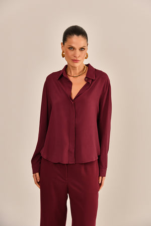 CAMISA ZENA CREPE DE VISCOSE VINHO