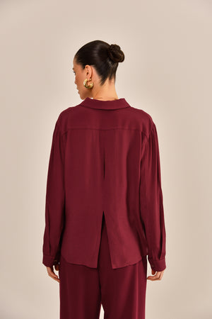 CAMISA ZENA CREPE DE VISCOSE VINHO