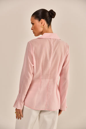 CAMISA ANALICE ROSA CAMBRAIA DE ALGODÃO