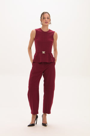 CALÇA FLORA DARK WINE