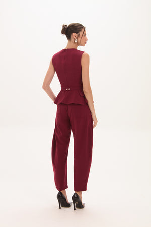 CALÇA FLORA DARK WINE