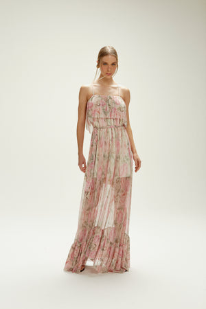 VESTIDO MIDI HELENA FLORAL AQUARELE