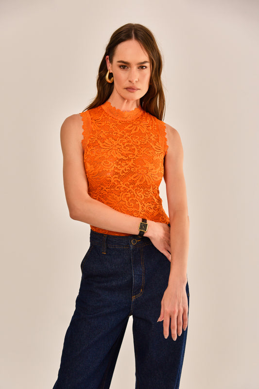 BLUSA ALGARVE EM RENDA LARANJA 2563