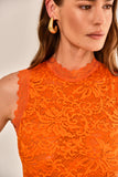 BLUSA ALGARVE EM RENDA LARANJA