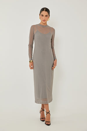 VESTIDO TULE GENET CINZA MESCLA