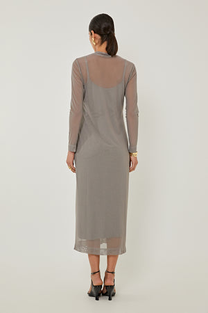 VESTIDO TULE GENET CINZA MESCLA