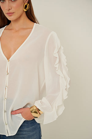 BLUSA ELLA CREPE DE VISCOSE OFF WHITE