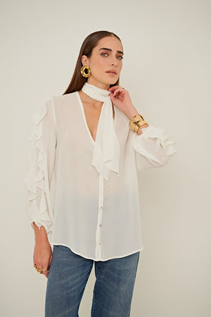 BLUSA ELLA CREPE DE VISCOSE OFF WHITE