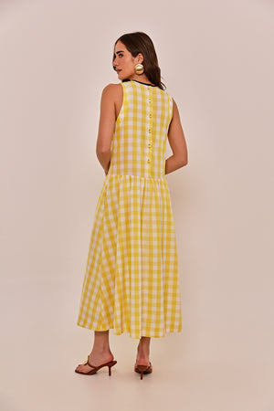 VESTIDO SOL ESTAMPA VICHY MAXI