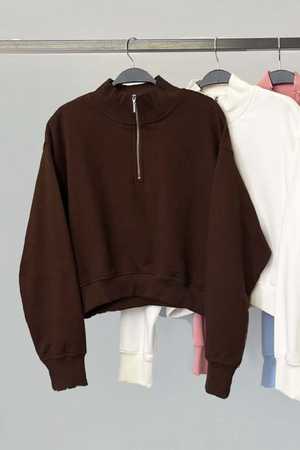 BLUSA MOLETOM ZÍPER CAFÉ