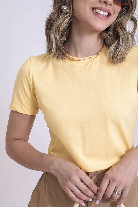 T-SHIRT GOLA REDONDA ANA AMARELO MANTEIGA