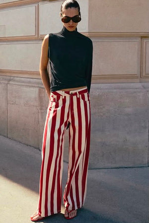 CALÇA LISTRADA EMILY VERMELHO