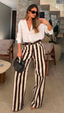 CALÇA LISTRADA EMILY MARROM