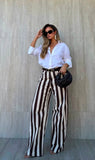 CALÇA LISTRADA EMILY MARROM