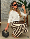 CALÇA LISTRADA EMILY MARROM