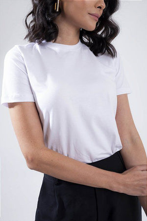 T-SHIRT GOLA REDONDA ANA BRANCA ALGODÃO EGÍPCIO