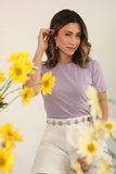 T-SHIRT GOLA REDONDA ANA LAVANDA ALGODÃO EGÍPCIO