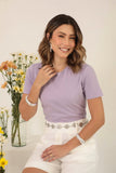 T-SHIRT GOLA REDONDA ANA LAVANDA ALGODÃO EGÍPCIO