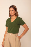 T-SHIRT GOLA V SOL VERDE FLORESTA  ALGODÃO EGÍPCIO