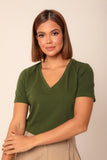T-SHIRT GOLA V SOL VERDE FLORESTA  ALGODÃO EGÍPCIO