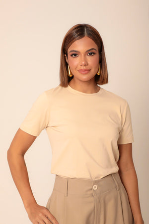 T-SHIRT GOLA REDONDA ANA VANILLA  ALGODÃO EGÍPCIO