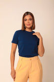 T-SHIRT GOLA REDONDA ANA MARINHO  ALGODÃO EGÍPCIO