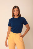 T-SHIRT GOLA REDONDA ANA MARINHO  ALGODÃO EGÍPCIO